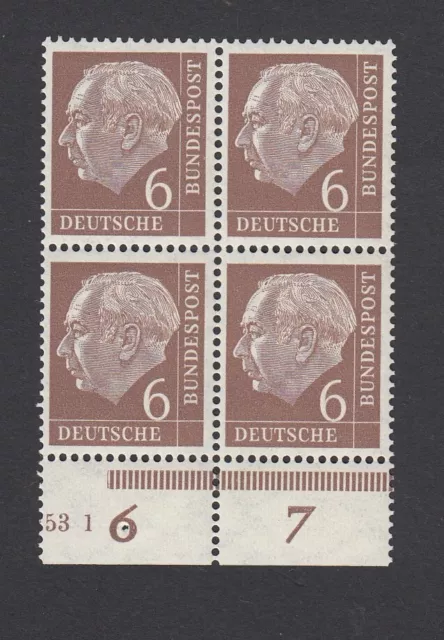 Bund 1954 Heuss MiNr. 180xv URd-VB mit Teil-HAN postfrisch