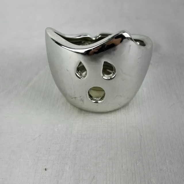 Halloween Ghost Candle Holder Burner Cone Burner Silver 3” Tall 4” Wide Decor