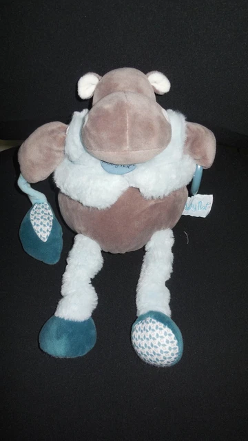 doudou peluche activités hippopotame marron bleu vert Bazile BABY NAT