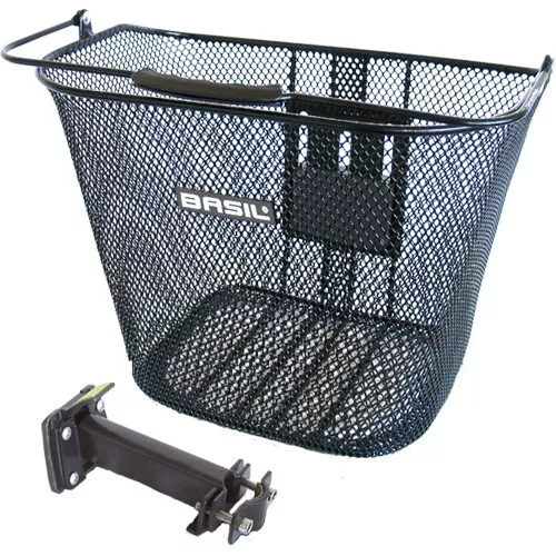 Basil Frontwheel Basket BREMEN BE Fine Steel Mesh black BasEasy Stem Holder