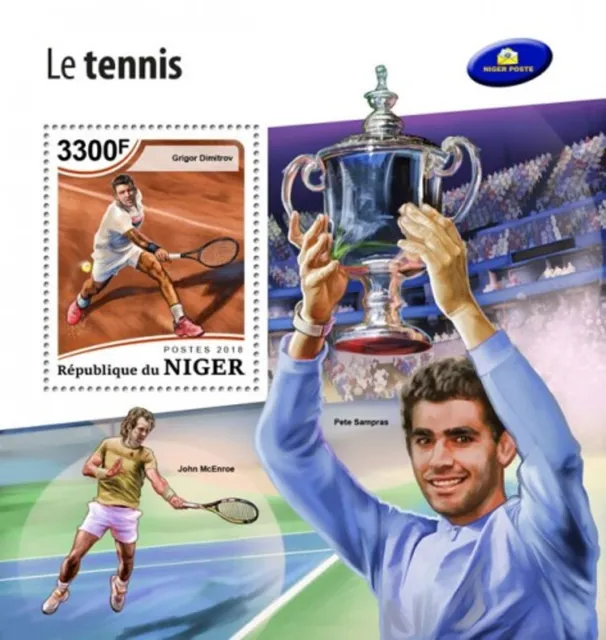 Niger - 2018 Tennis Spieler - Briefmarke Souvenir Blatt - NIG18506b