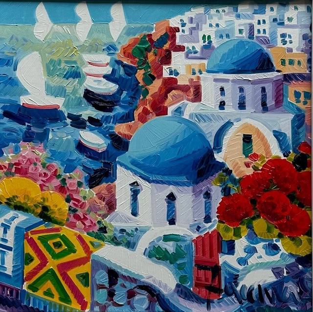 Pensamientos Verso Santorini, Athos Faccincani 30x30 Paisaje Imagen Muebles Pop