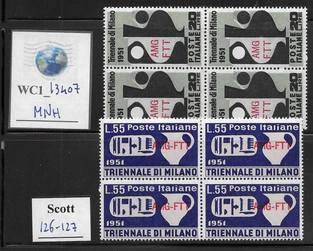 WC1_13407. ITALY:TRIESTE FTT. Blocks of 1951 MILAN'S ART FAIR.Scott 126-127. MNH