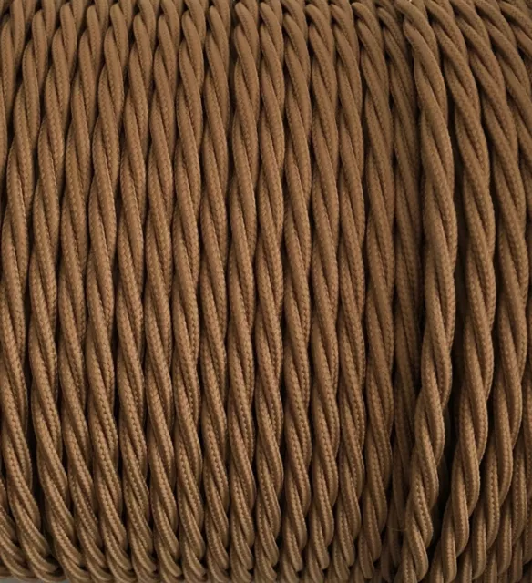 Cavo Elettrico Colorato Trecciato In Tessuto. Colore Marrone Beduino 3X0,75