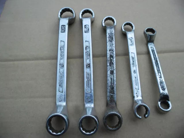 Vintage Elora AF112. Short Ring Spanners. 3/8 - 3/4 AF. West Germany