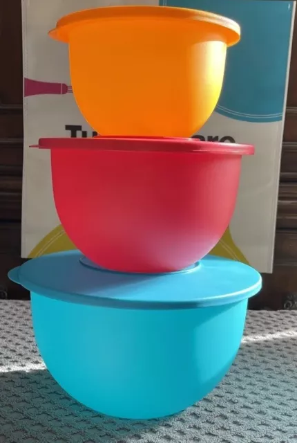 Retro Tupperware Set of Three Pastel Colored Impressions Mini Bowls With  Lids 3621B-1, 3621B-3 and 3621B-4 
