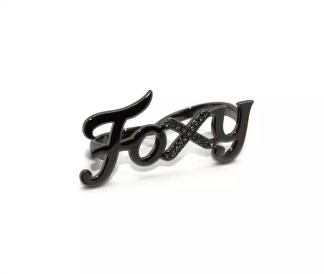 Wildfox Couture Fashion Grey Rhinestone Black Hematite Double 2 Finger Foxy Ring