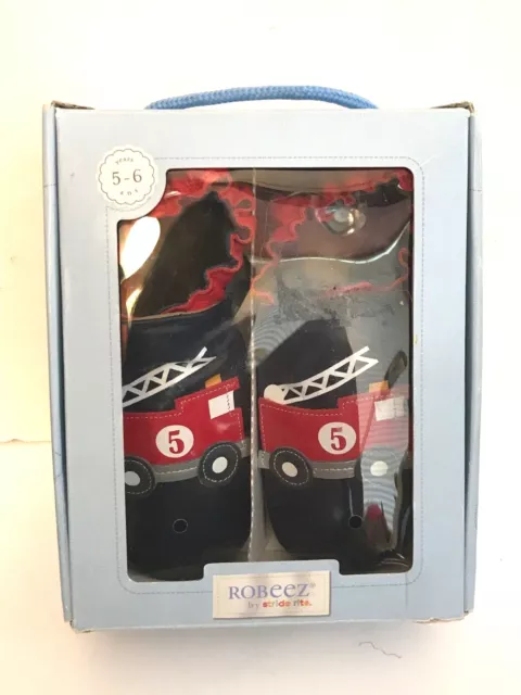 NEW Robeez No. 5 Fire Engine Leather Soft Sole Shoes Sz 5-6 years / 13.5-1 2