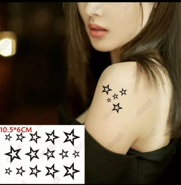 STARS Temporary Tattoos UK Small Star Moon Mens Womens Body Face Wrist Neck Art