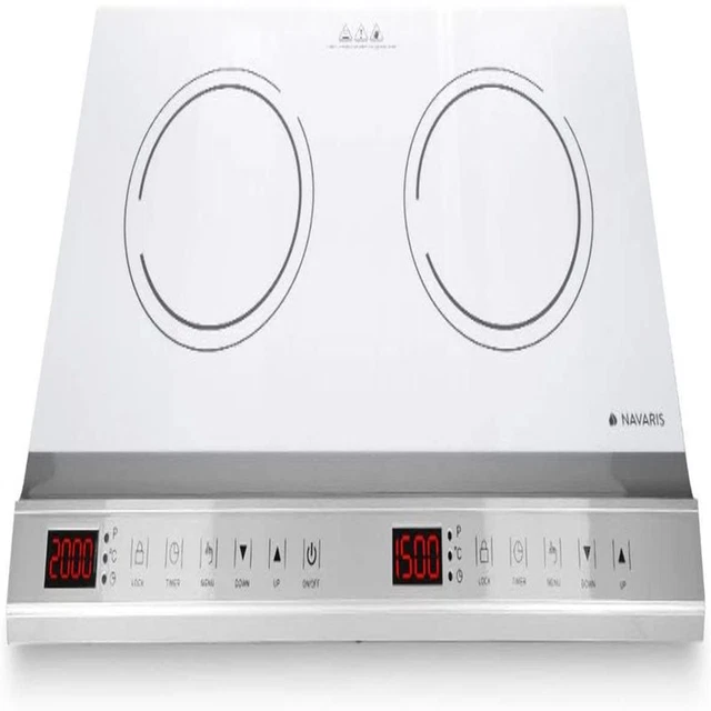 Navaris Double Plaque à Induction - 2 Foyers 3500W - Blanc