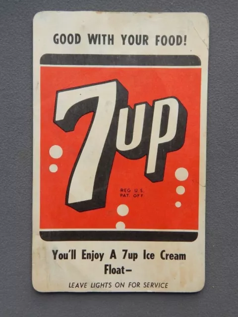 1950's 7-Up Soda Drive-in Restaurant Window Card #5