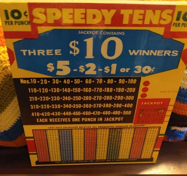 VINTAGE NOS (Sealed) Speedy Tens Punch Board 10"x13"x1"