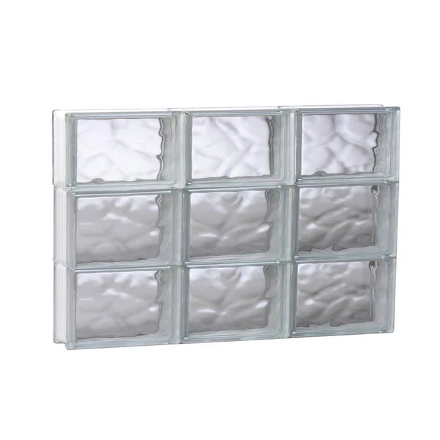 Clearly Secure Glass Block Window 23.25" x 17.25" Frameless Wave Non-Vented