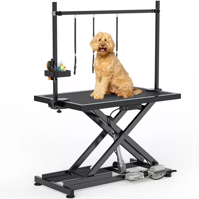 Heavy Duty X-Lift Hydraulic Pet Dog Grooming Table For Large Dogs W/ Clamb/ Arm