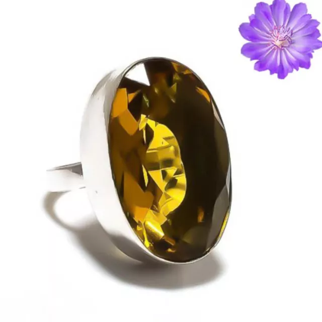 Yellow Citrine Gemstone 925 Sterling Silver Handmade Ring Jewelry All Size