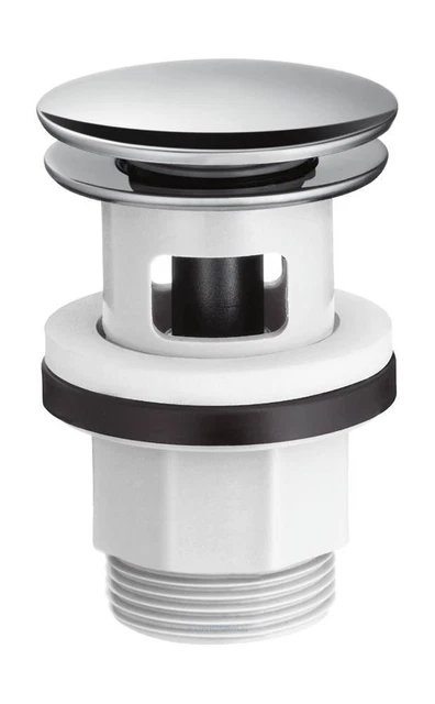 Hansgrohe Push Open Ablauf 50100821 – 1-1/4 Zoll, Gebürstetes Nickel, Für Spülen Mit Überlauf