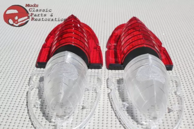 54 Chevy Belair Rear Taillight Lamp Lenses Brake Stop Backup Reverse Guide Style