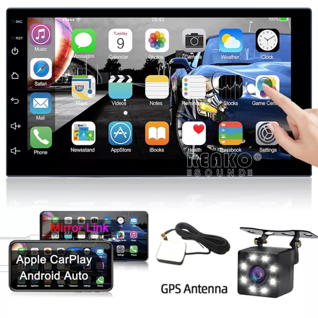 Double Din Car Stereo Android 11 Apple Carplay Radio Touch Screen Player+ Camera