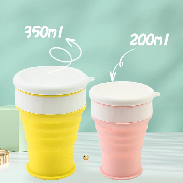Tazza Da Caffè Pieghevole In Silicone 600 Ml - Con Coperchio, Per Viaggi E Campeggio, Colore Cachi