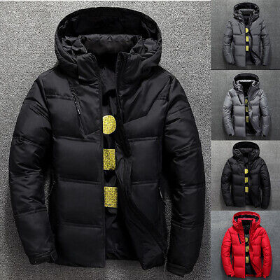 Mens Winter Warm Duck Down Jacket Ski Snow Thick Hooded Puffer Coat Parka M-4XL