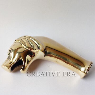 Golden Brass Victorian Dog head Handle for Shaft Walking Stick Cane Antique Gift
