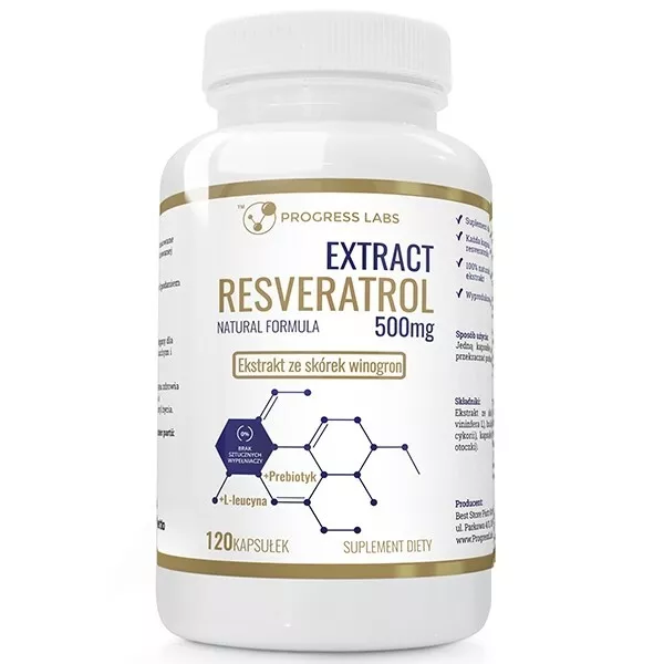 Resveratrol Extrakt 500mg  120 - 600kaps | +L-Leucin, +probiotische VEGE