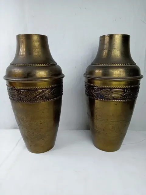 Paire de vases ancien Art nouveau en laiton 26cm de hauteur