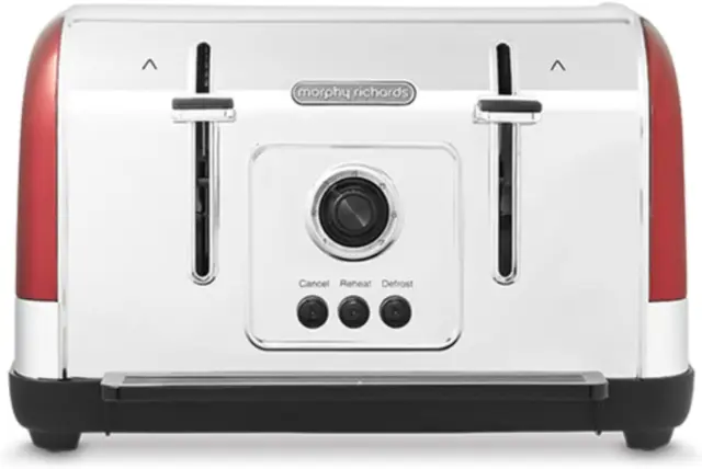 Morphy Richards 4 slice toaster Stainless Steel 240133 - Venture in Red