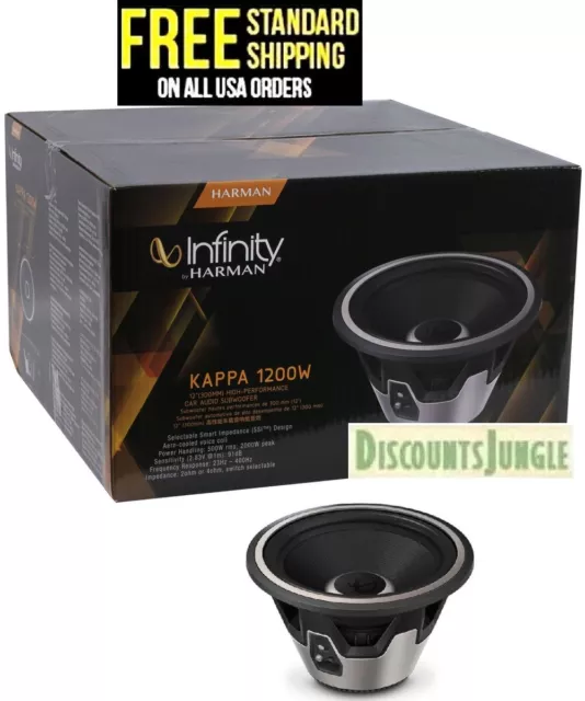 Infinity Kappa 1200W 12" Car Audio Subwoofer W/ Selectable 2 Or 4-Ohm Impedance