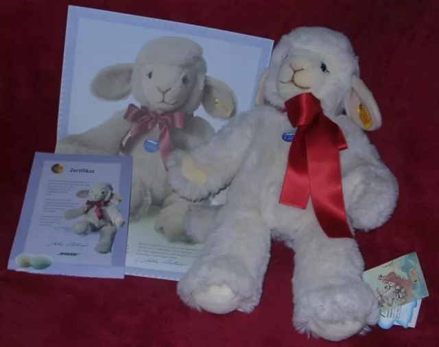 Steiff Bose Schaf Lamm Linda Nr. 1 Knopf Fahne 123078 45 cm NEU Zertifikat