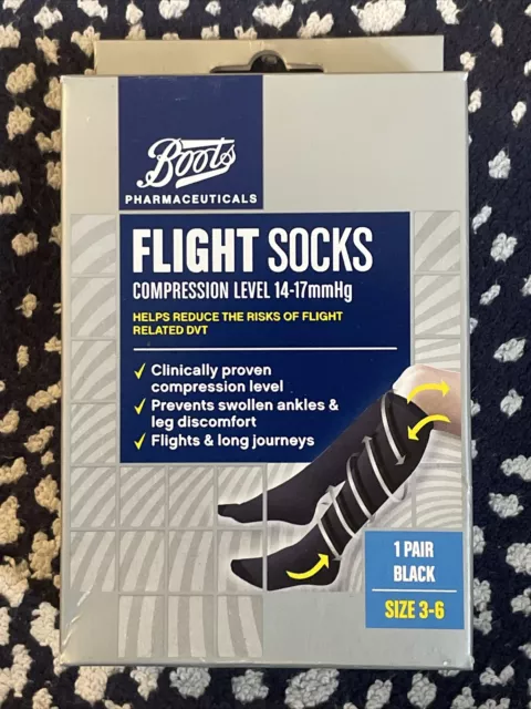 BNWT FLIGHT SOCKS 1 pair size 3-6 compression level 14-17mmHg NEW