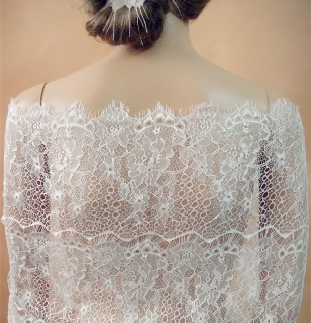 Chantilly Floral Dancing Dress Lace Fabric Eyelash Costume Stretch DIY Trim 0.5Y
