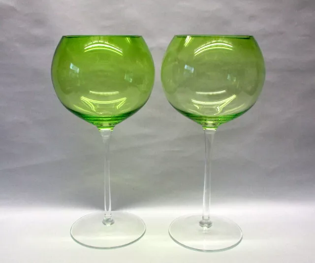 2 große Wein Römer Konfekt Schale Glas Vase Bierglas smaragd grün Deko 28cm 1Lit