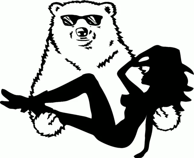 Bundy Bear, Bundy Naked Girl Silhouette Truck Ute Sticker Decal 380 x 310mm