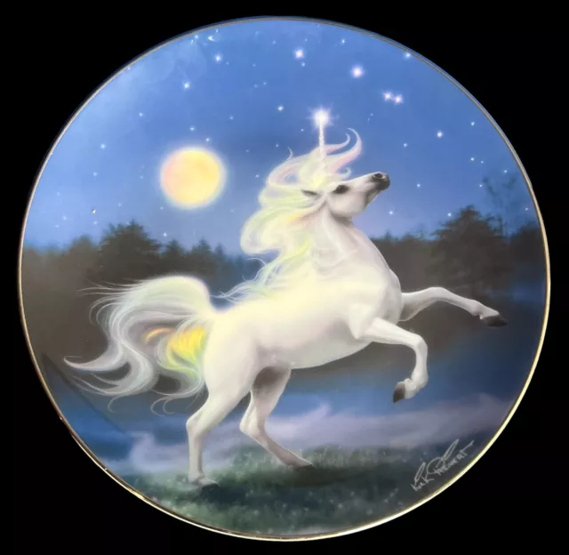 The Diamond Unicorn Decorative Plate Franklin Mint Fine Bone China Royal Doulton