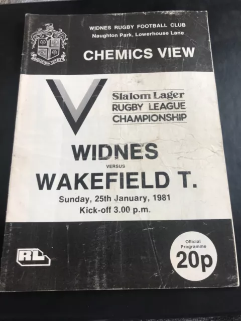 Widnes v Wakefield rugby league programme 1980/81 Season