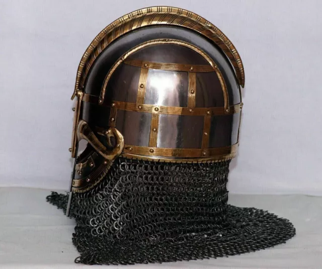Medieval Steel Viking Vendel Helmet With Chainmail Hand Forged Halloween 2