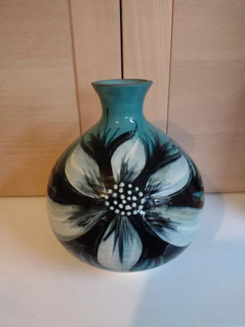 Alvingham Studio Pottery Large Teal Pru Green Vase Shaped Lamp Base