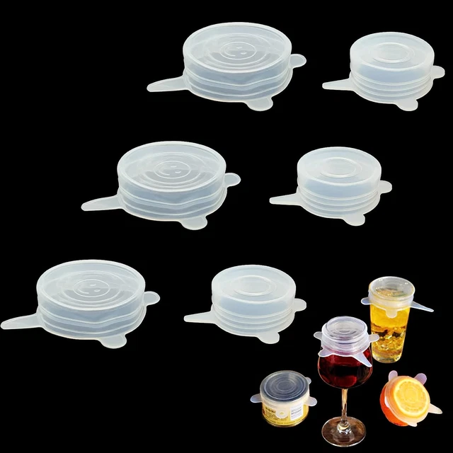 Tapas elásticas de silicona, cubiertas de tazón de silicona reutilizables, cala de silicona de 2 tamaños