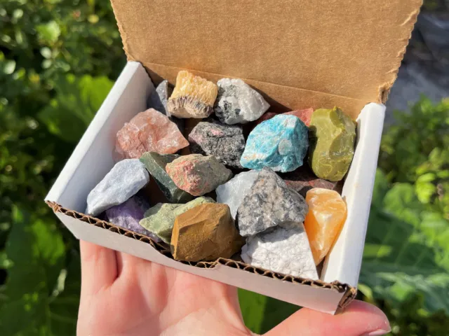Bulk MINIATURE Minerals Crafters Collection 1/2 lb Box Gems Crystals Natural Raw
