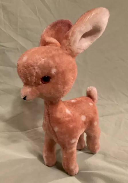 Super Cute Vintage 50s/60s Mohair Standing Fawn Plush Baby Deer Glass Eyes