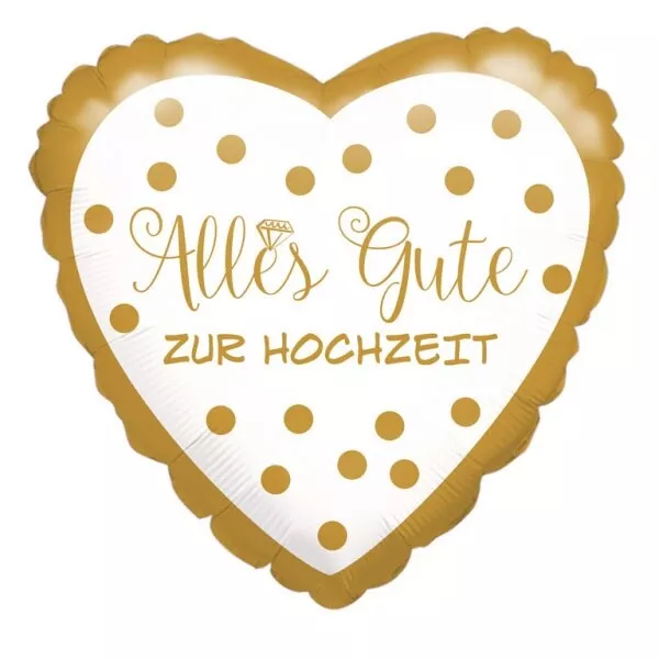 FOLIENBALLON - ALLES GUTE ZUR HOCHZEIT- HERZFORM  43cm NEU OVP