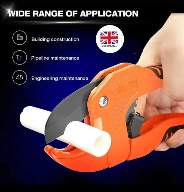 Ratchet Action 42mm Plastic Pipe Cutter Plumbing Tool PVC Water Tube Hose