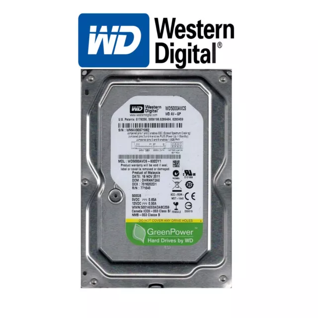 WESTERN DIGITAL | WD AV-GP (500GB, SATA-300, 16MB Buffer) | WD5000AVCS-632DY1