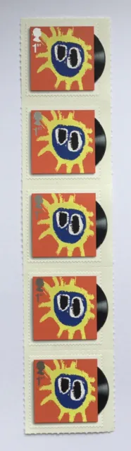 Primal Scream - Screamadelica 1991 Album Cover GB 1st Class Stamps x5 - Self Adh