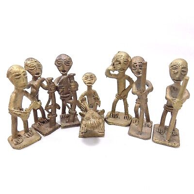 Tribal Figures African Ashanti Bronze Brass Figurines Gold Weight Lot Of 7