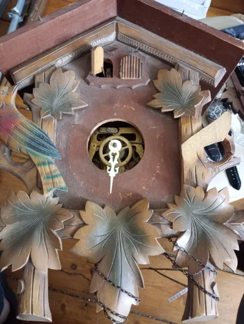 Grande (15") Orologio a cucù musicale vintage - Senza marchio. Prodotto all'estero. Risparmio/riparazione