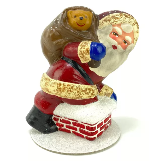 INO SCHALLER PAPIER MACHE SANTA CLAUS CHIMNEY SACK BEAR Signed