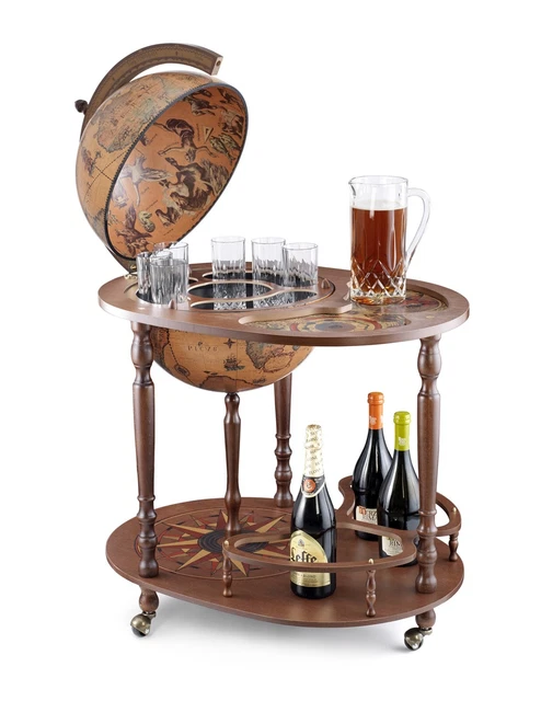 Map Globe Opens into Drink Bar Storage World Explorer. Made in Italy