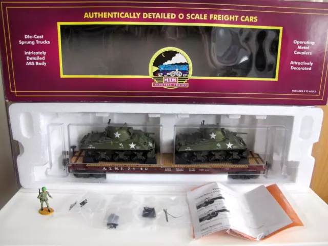 MTH Premier Spur 0  Lionel  20-98636 XL Flat Car 2 Sherman Panzer Military Tanks